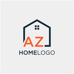 letter AZ Line House Real Estate Logo. home initial A and Z concept. Construction logo template, Home and Real Estate icon. Housing Complex Simple Vector Logo Template. - vector