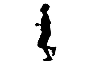 Silhouette running sport.This is men run exercise for Health At area Stadium Outdoors on white background with clipping path.