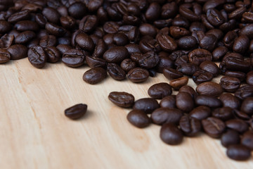 Close up roasted coffee beans as a texture background