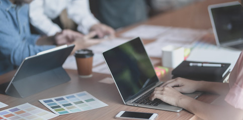 Cropped shot of young passionate UX web designer plaining their interface project together