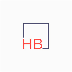 Obraz premium Letter HB Logo design with square frame line art. business consulting concept. studio,room,group icon. Suitable for business, consulting group company. - vector