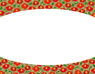 水彩テクスチャのイラスト　椿のフレーム