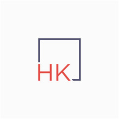 Letter HK Logo design with square frame line art. business consulting concept. studio,room,group icon. Suitable for business, consulting group company. - vector