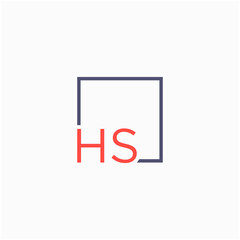 Letter HS Logo design with square frame line art. business consulting concept. studio,room,group icon. Suitable for business, consulting group company. - vector