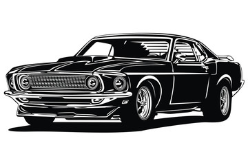 Fototapeta premium Classic vector retro vintage custom car design