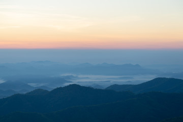 Fototapeta premium Sea of mist, fog and cloud mountain valley landscape
