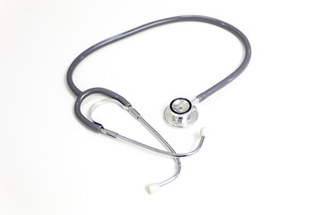 Medical and hospital concept. Stethoscope on white background. phonendoscope for doctor. Stethoscope bright background. Close up equipment medical Stethoscope. Selective focus.