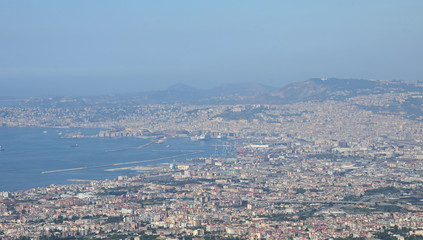 Naples Bay and the city from Vesuvian volcano