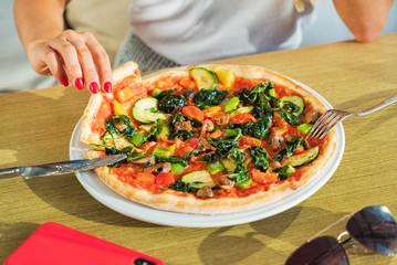 fresh pizza with organic vegetables