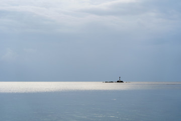 Obraz premium Blue sky with clouds over sea water. Nature composition.