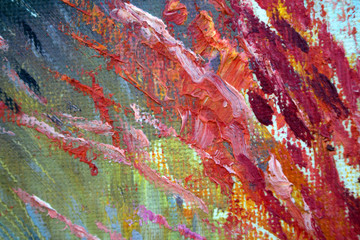 Abstract modern painting. Painting painted with a palette knife on canvas with oil paints in a large stroke.