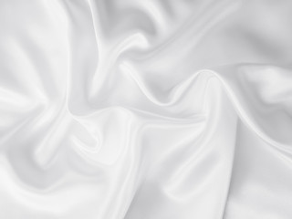 Beautiful smooth elegant wavy white satin silk luxury cloth fabric texture, abstract background design. Copy space. Wedding, engagement concept.