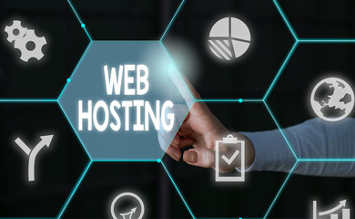 Word writing text Web Hosting. Business photo showcasing The activity of providing storage space...