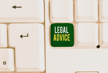 Conceptual hand writing showing Legal Advice. Concept meaning Lawyer opinion about law procedure in...