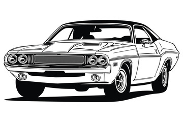 Obraz premium Classic vector retro vintage custom car design