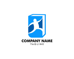 Book Running Logo Template Design Vector