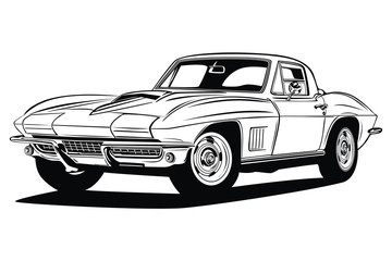 Fototapeta na wymiar Classic vector retro vintage custom car design