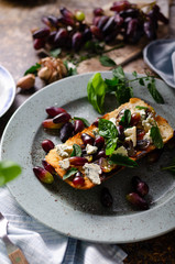 Fresh tomato bruschetta with blue cheese