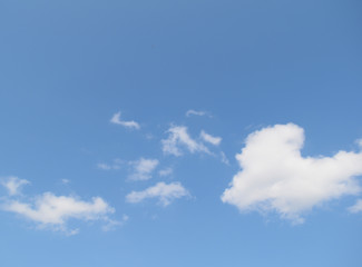 Different white clouds against the blue sky.