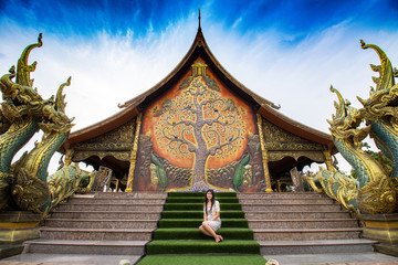 Naklejka premium Temple Sirindhorn Wararam Phuproud in Ubon Ratchathani Province Thailand