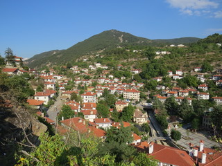 Obraz premium A view of Goynuk, Bolu, Turkey. Goynuk is a small town famous for its preserved Ottoman Empire era wooden houses and other historical buildings. Additionally Goynuk holds cittaslow designation.