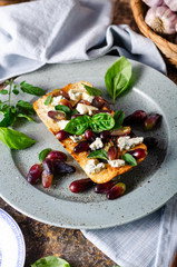 Fresh tomato bruschetta with blue cheese