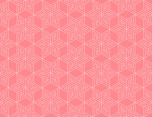 Abstract geometric pattern. A seamless vector background. White and pink ornament. Graphic modern pattern. Simple lattice graphic design