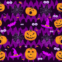 Abstract seamless pumpkin pattern for girls,boy, kids, halloween, clothes. Creative vector halloween pattern with pumpkin scary face, smile. Funny pumpkin pattern for textile and fabric. Fashion style