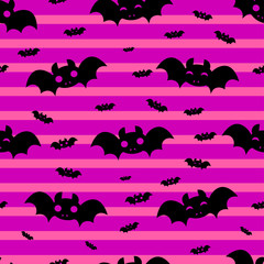 Abstract seamless halloween pattern for girls or boys. Creative vector halloween pattern with bat, cloud boo. Funny halloween pattern for textile and fabric. Fashion bat style. Colorful bat picture.