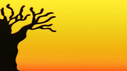 Postcard – Silhouette of a baobab at sunset, illustration  