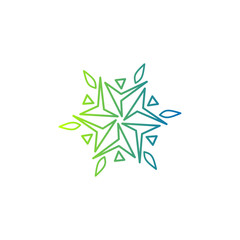 geometric flower and leaves