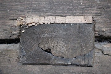 Wooden beam construction in a old bridge in germany
