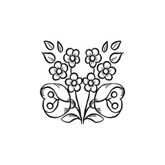 vector drawing flowers and leaves,