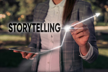 Word writing text Storytelling. Business photo showcasing social and cultural Activity with...