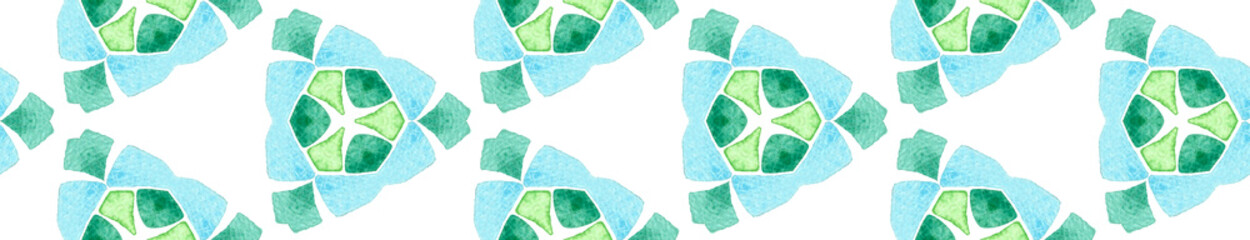 Blue green vintage retro Seamless Border Scroll. G