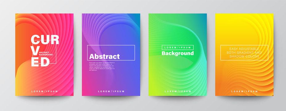 Abstract curved shape on bright vivid gradient colors background for Brochure, Flyer, Poster, leaflet, Annual report, Book cover, Graphic Design Layout template, A4 size