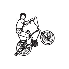 Obraz premium a boy riding ancient bicycle
