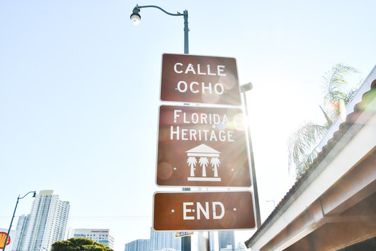 street sign in miami city florida usa america