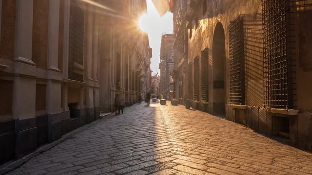 Aerial View of Genoa Skyline, Italy, Lantern Landmark, Liguria, Old Town cityscape hyperlapse