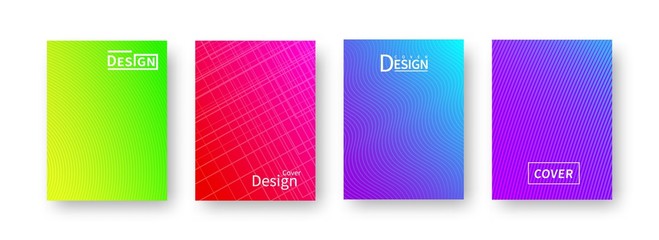 Fototapeta premium Trendy, abstract, gradient covers with with falling shadow. Ready covers design for use print. Vector geometric line wave, modern, geometric pattern background design.