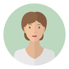 Caucasian girl. Profile picture. Vector icon.