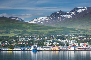 Beautiful Akureyri in Iceland in Summer