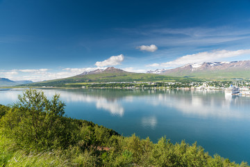 Beautiful Akureyri in Iceland in Summer