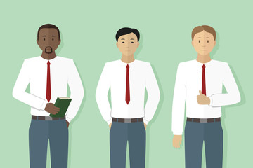 Employees of international company. Vector illustration.