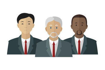 Fototapeta premium Men team of international company. Vector illustration.