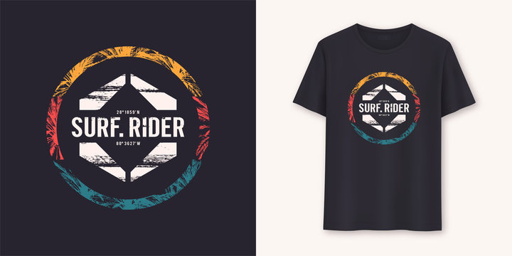 Surfrider stylish graphic tee vector design, print