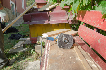 old master carpenter doing work