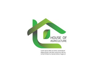 Modern & Luxury Vector Logo of House with Especially Characteristic of Agriculture, Farm, and Plant. This Logo also Describes the Shape and Color of the Leaf and Letter T