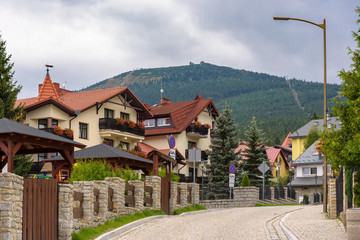 Picturesque street in Szklarska Poreba town