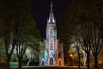 Fototapeta premium Old gothic church in the night